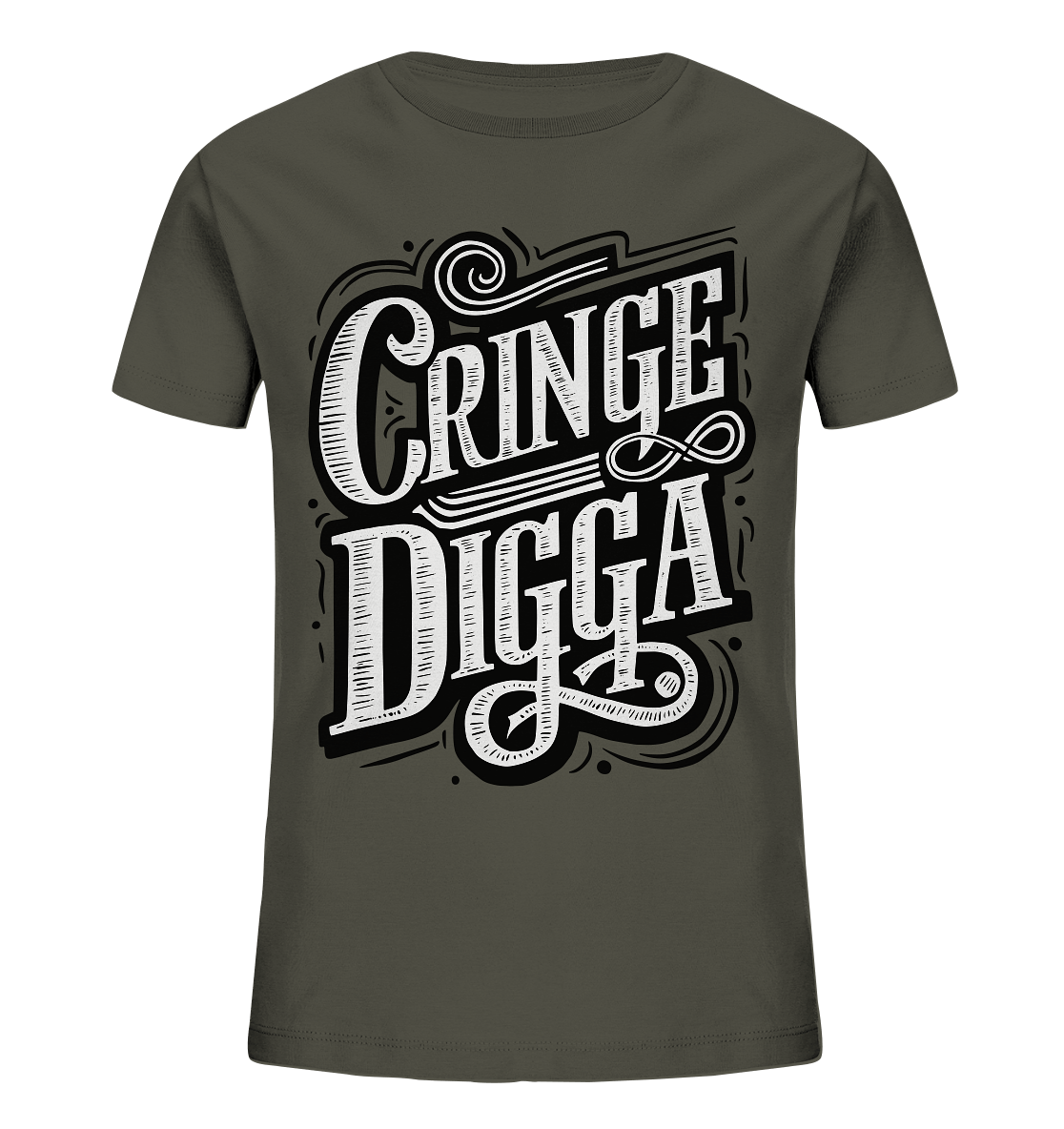Cringe Digga - Kids Organic Shirt - Kids & Babys (Khaki, 98/104 (3 - 4), ) - GruemArt