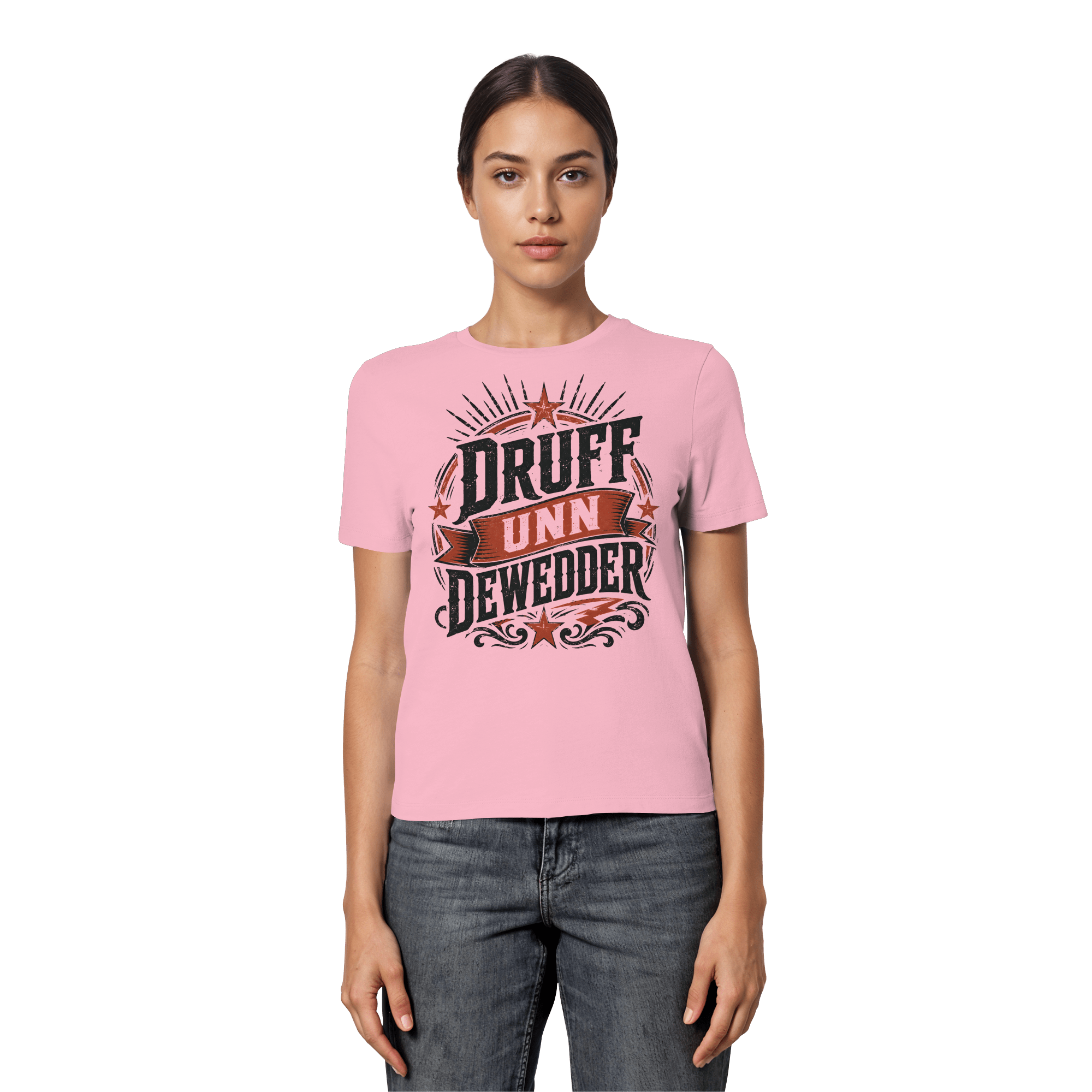 DRUFF UNN DEWEDDER - Fitted Ladies Organic Shirt - Lady - Shirts (Cotton Pink, XS, ) - GruemArt