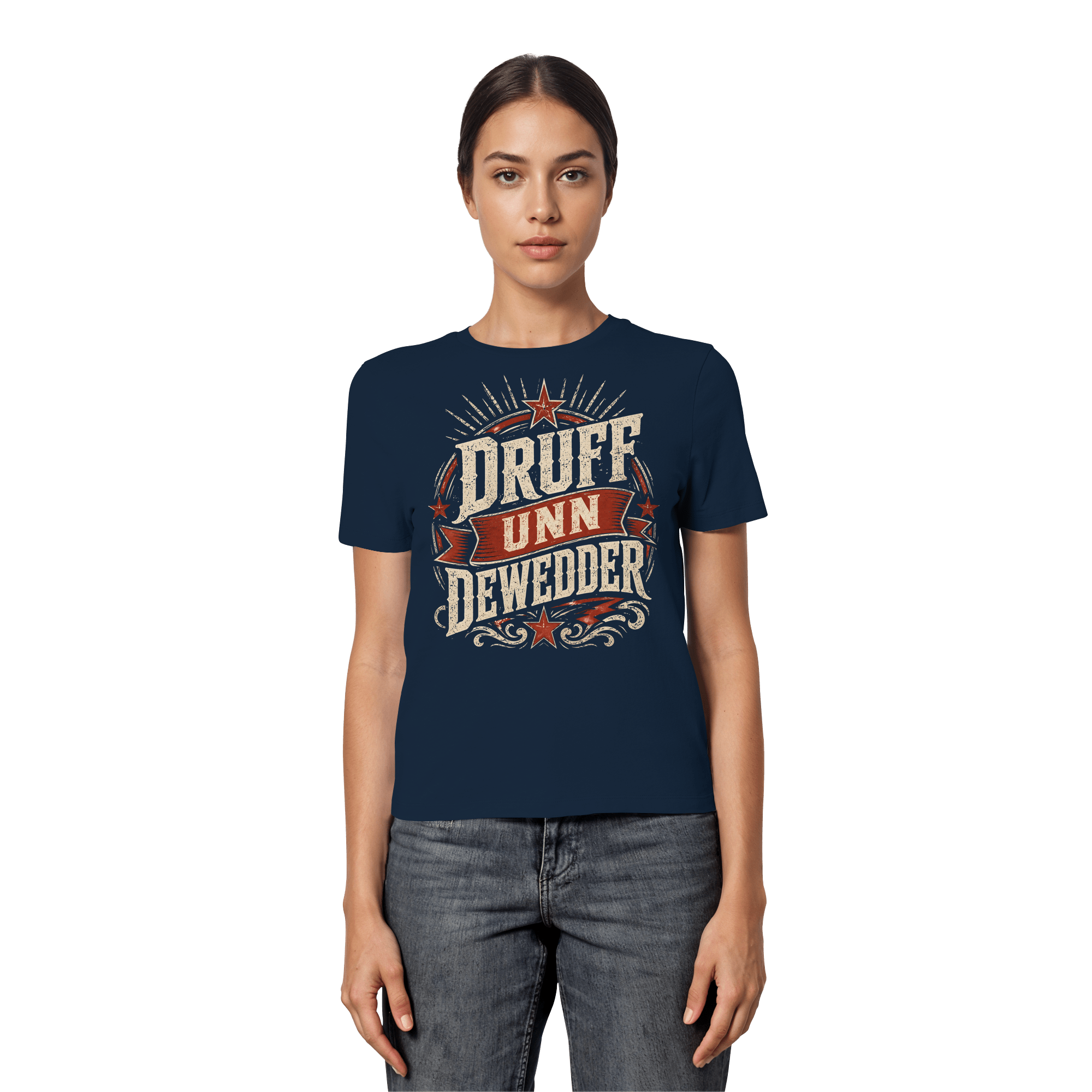 DRUFF UNN DEWEDDER - Fitted Ladies Organic Shirt - Lady - Shirts (French Navy, XS, ) - GruemArt