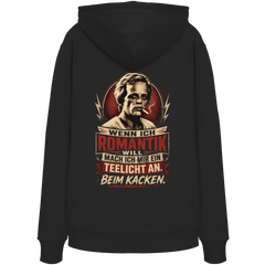 Wenn ich Romantik will, mach ich mir ein Teelicht an - beim Kacken - Bio Unisex Hoodie - Hoodie (Black, XS, ) - GruemArt