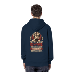 Wenn ich Romantik will, mach ich mir ein Teelicht an - beim Kacken - Bio Unisex Hoodie - Hoodie (French Navy, XS, ) - GruemArt