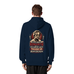 Wenn ich Romantik will, mach ich mir ein Teelicht an. Beim Kacken - Unisex Bio - Zipper - Jacken/ Zipper (French Navy, XS, ) - GruemArt