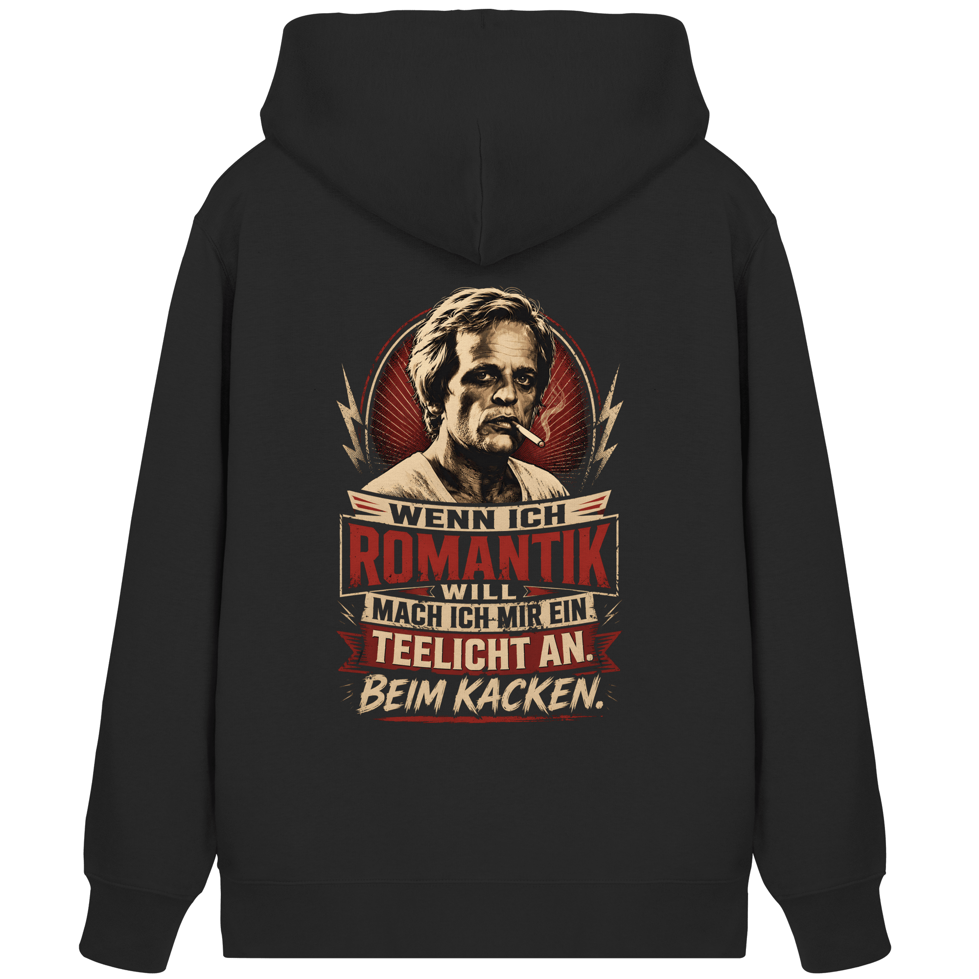 Wenn ich Romantik will, mach ich mir ein Teelicht an. Beim Kacken - Unisex Bio - Zipper - Jacken/ Zipper (Black, XS, ) - GruemArt