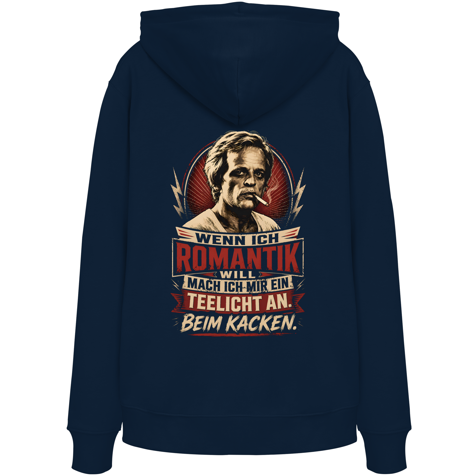 Wenn ich Romantik will, mach ich mir ein Teelicht an - beim Kacken - Bio Unisex Hoodie
