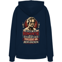 Wenn ich Romantik will, mach ich mir ein Teelicht an - beim Kacken - Bio Unisex Hoodie