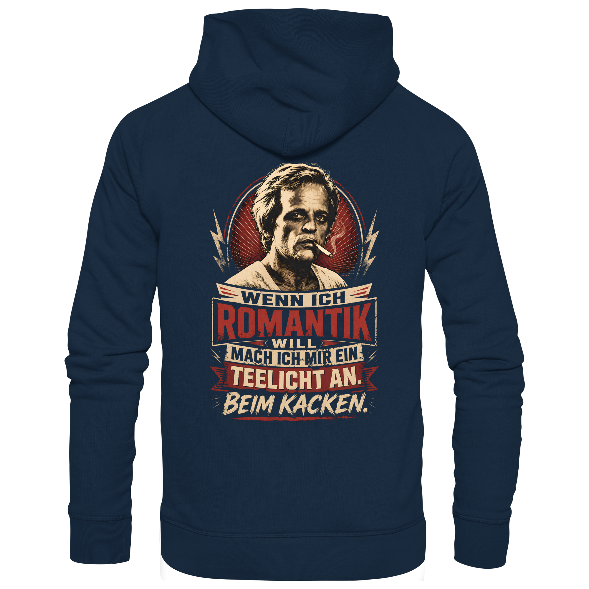 Wenn ich Romantik will, mach ich mir ein Teelicht an - beim Kacken - Bio Unisex Hoodie