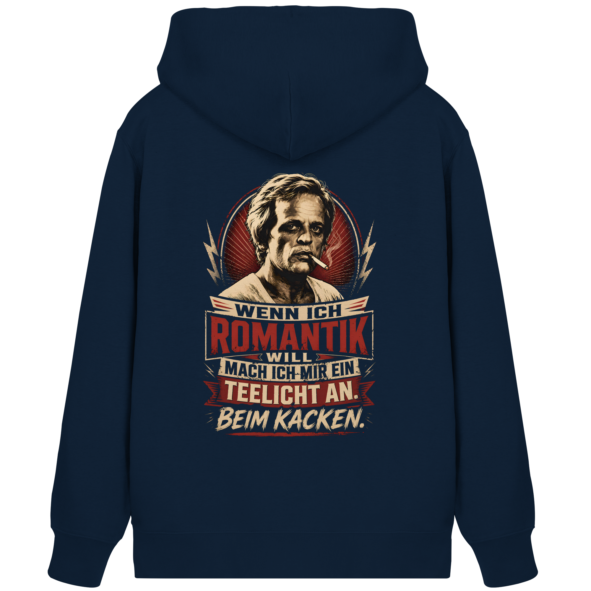 Wenn ich Romantik will, mach ich mir ein Teelicht an. Beim Kacken - Unisex Bio-Zipper
