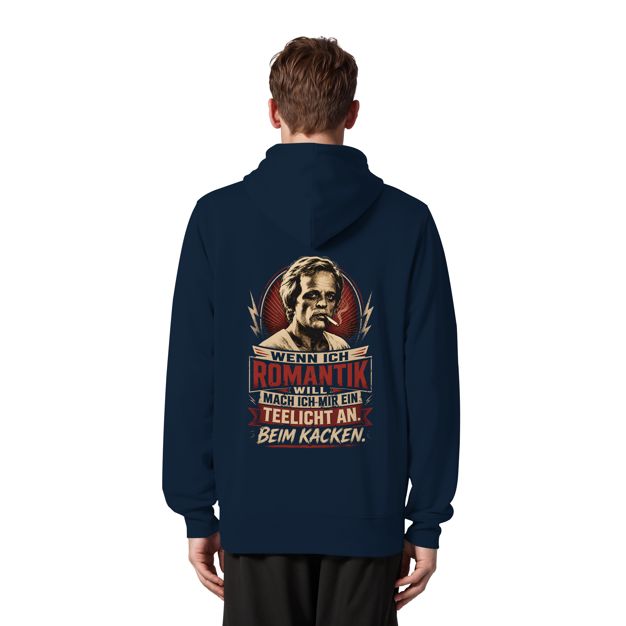 Wenn ich Romantik will, mach ich mir ein Teelicht an. Beim Kacken - Unisex Bio-Zipper
