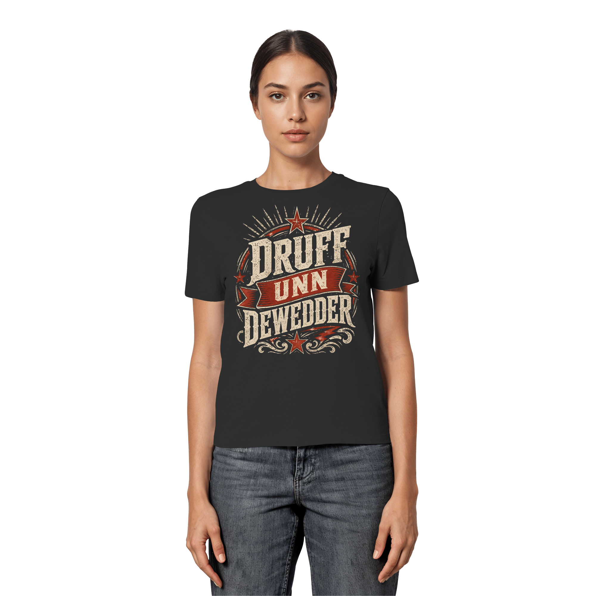 DRUFF UNN DEWEDDER - Fitted Ladies Organic Shirt - Lady - Shirts (Black, XS, ) - GruemArt