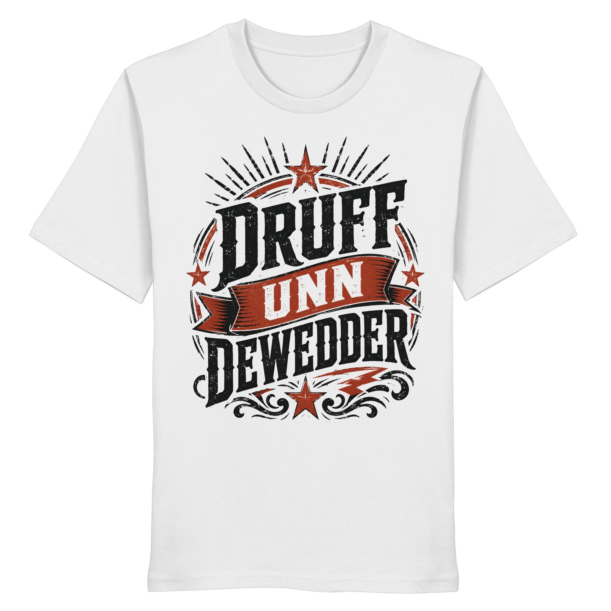 DRUFF UNN DEWEDDER - Organic Unisex Shirt - Unisex - Shirts (Weiß, XS, ) - GruemArt