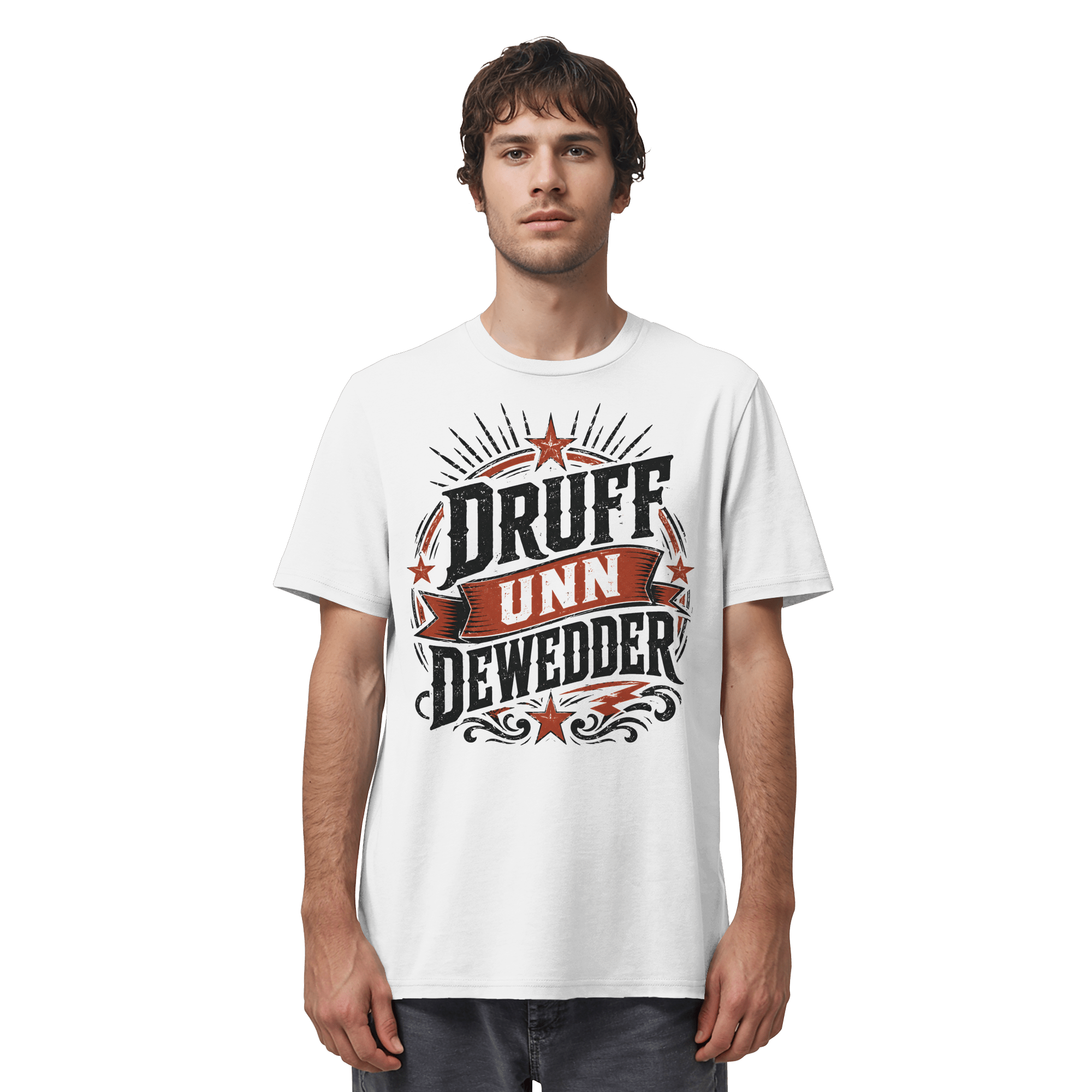 DRUFF UNN DEWEDDER - Organic Unisex Shirt - Unisex - Shirts (Weiß, XS, ) - GruemArt