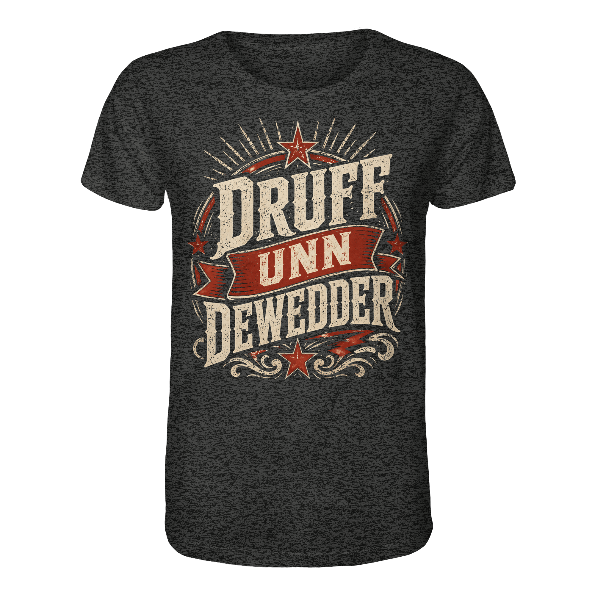 DRUFF UNN DEWEDDER - Organic Unisex Shirt - Unisex - Shirts (Dunkelgrau meliert, XS, ) - GruemArt