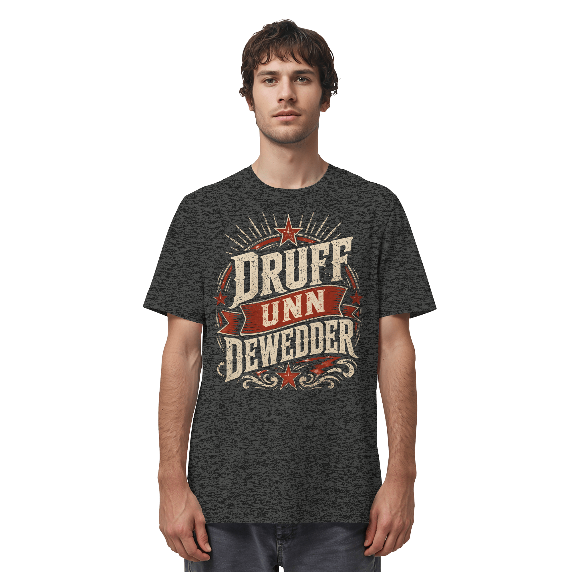 DRUFF UNN DEWEDDER - Organic Unisex Shirt - Unisex - Shirts (Dunkelgrau meliert, XS, ) - GruemArt