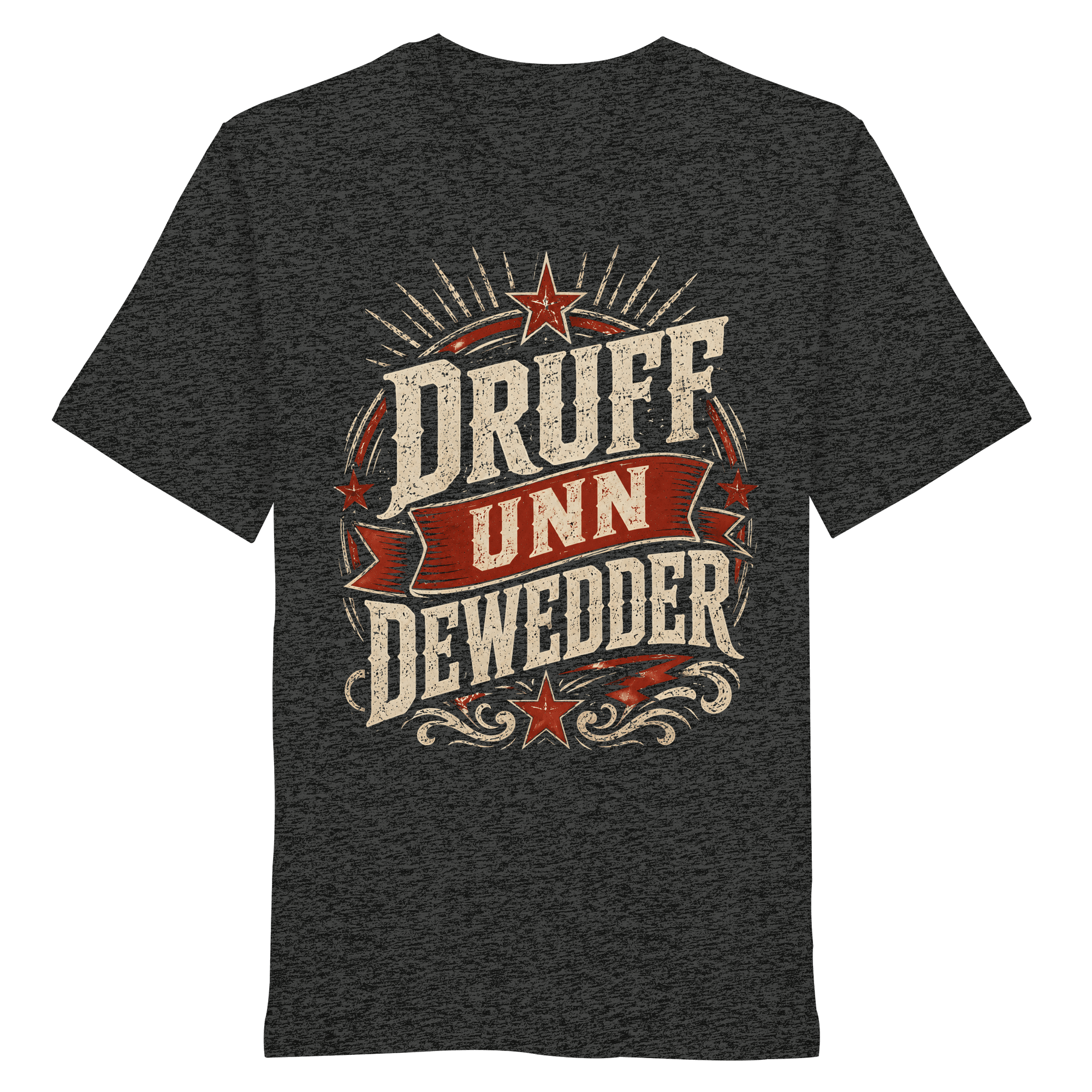 DRUFF UNN DEWEDDER - Organic Unisex Shirt - Unisex - Shirts (Dunkelgrau meliert, XS, ) - GruemArt
