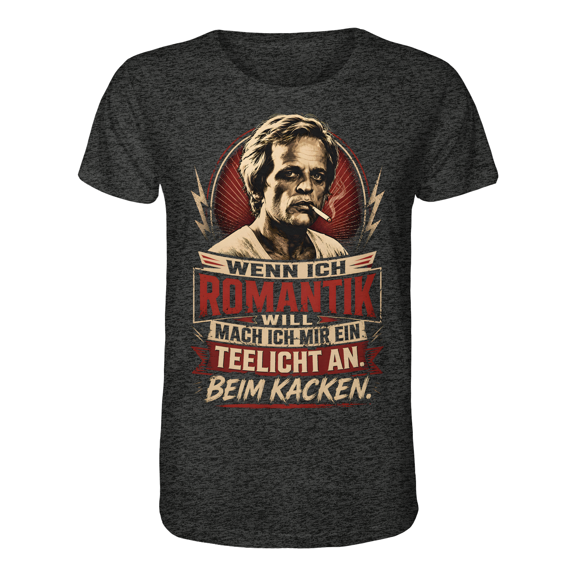 Wenn ich Romantik will, mach ich mir ein Teelicht an. Beim Kacken - Bio Unisex Shirt