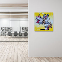 Hardcore Bunny - Gemälde (50x50cm, , ) - GruemArt