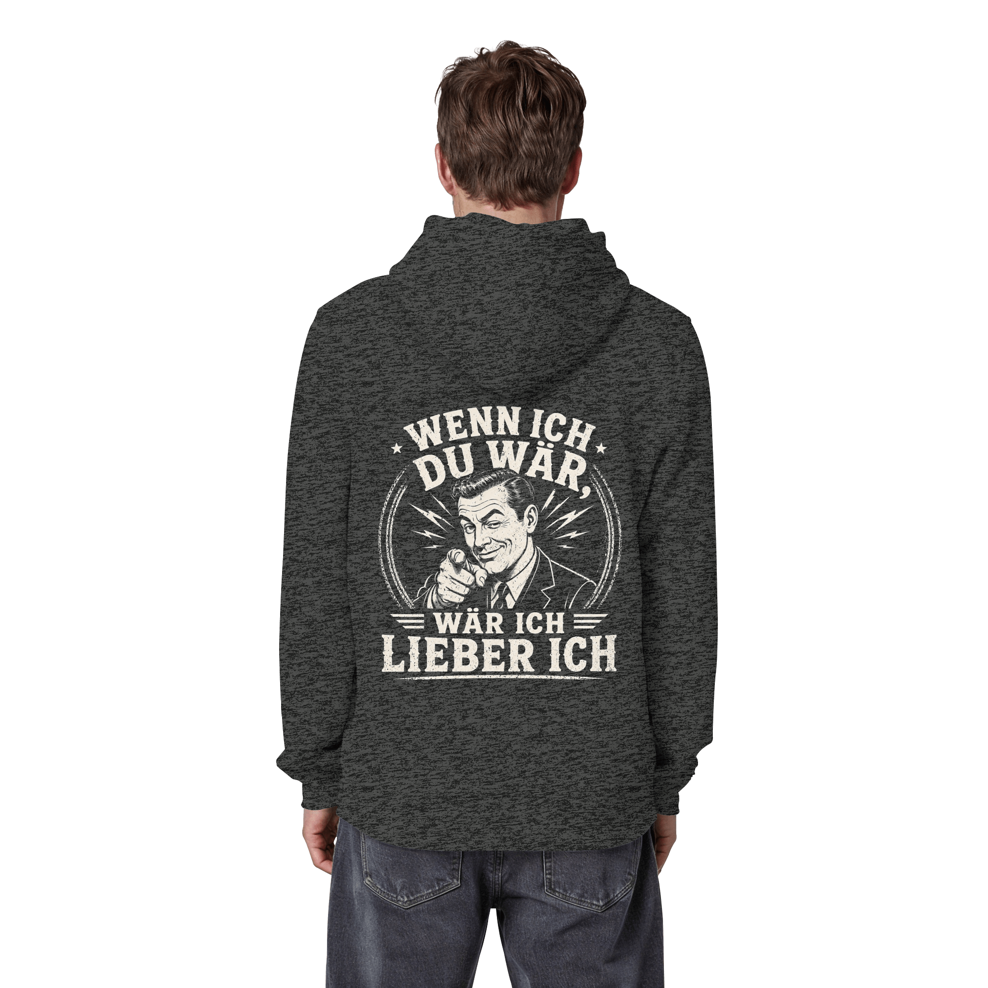 Wenn ich du wär, wär ich lieber ich - Hoodie - Hoodie (Dunkelgrau meliert, S, ) - GruemArt