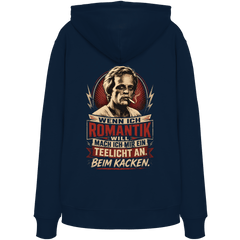 Wenn ich Romantik will, mach ich mir ein Teelicht an - beim Kacken - Bio Unisex Hoodie - Hoodie (French Navy, XS, ) - GruemArt