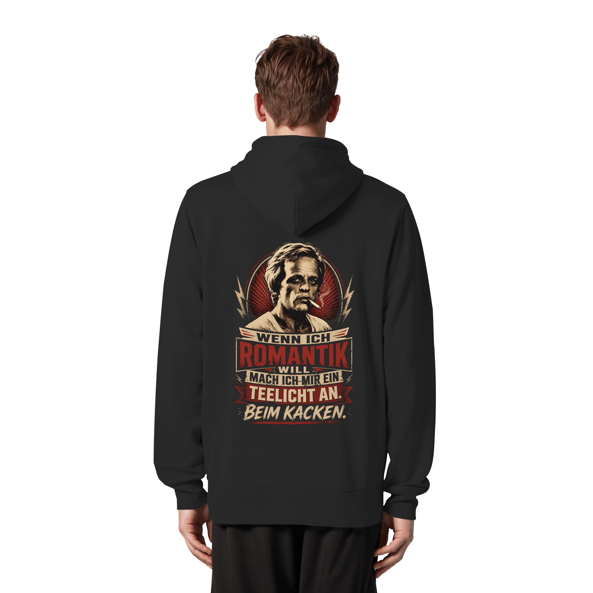 Wenn ich Romantik will, mach ich mir ein Teelicht an. Beim Kacken - Unisex Bio - Zipper - Jacken/ Zipper (Black, XS, ) - GruemArt