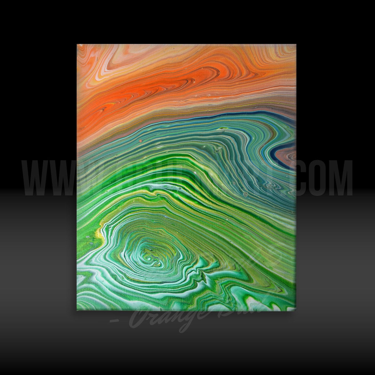 Double Swirl 5 - Orange Bud - Gemälde (25x30cm/10x12'', , ) - GruemArt